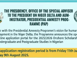 Presidential Amnesty Scholarship 2025/2026: How to Apply and Who Qualifies