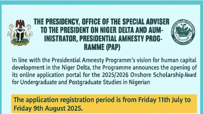 Presidential-Amnesty-Programme-Scholarship-for-20252026-Academic-Session Presidential Amnesty Scholarship 2025/2026: How to Apply and Who Qualifies