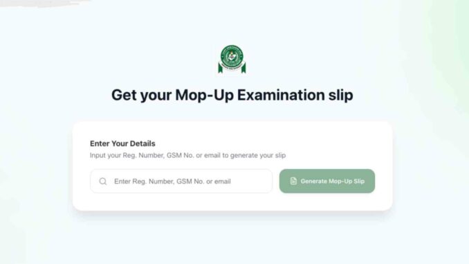 Print Your JAMB Mop-Up Exam Slip